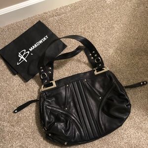 B. Makowsky Black Leather Purse